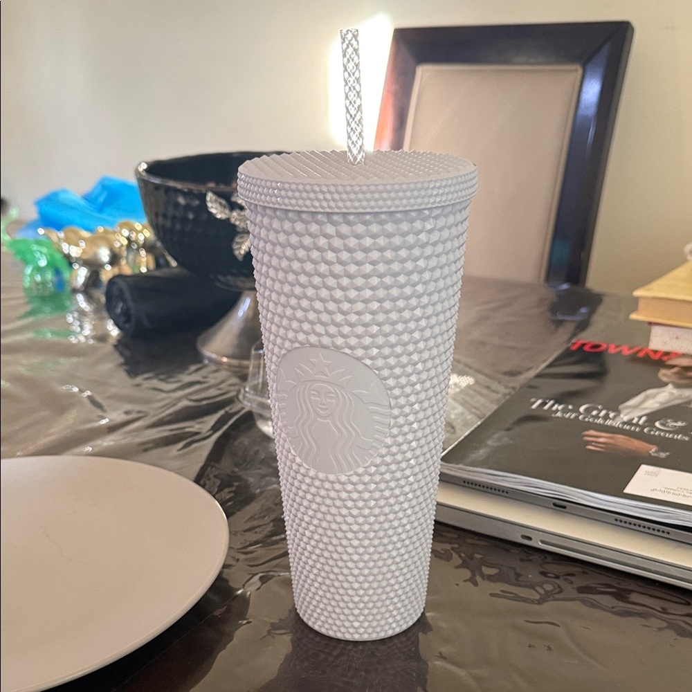 Starbucks White Studded Tumbler with Straw